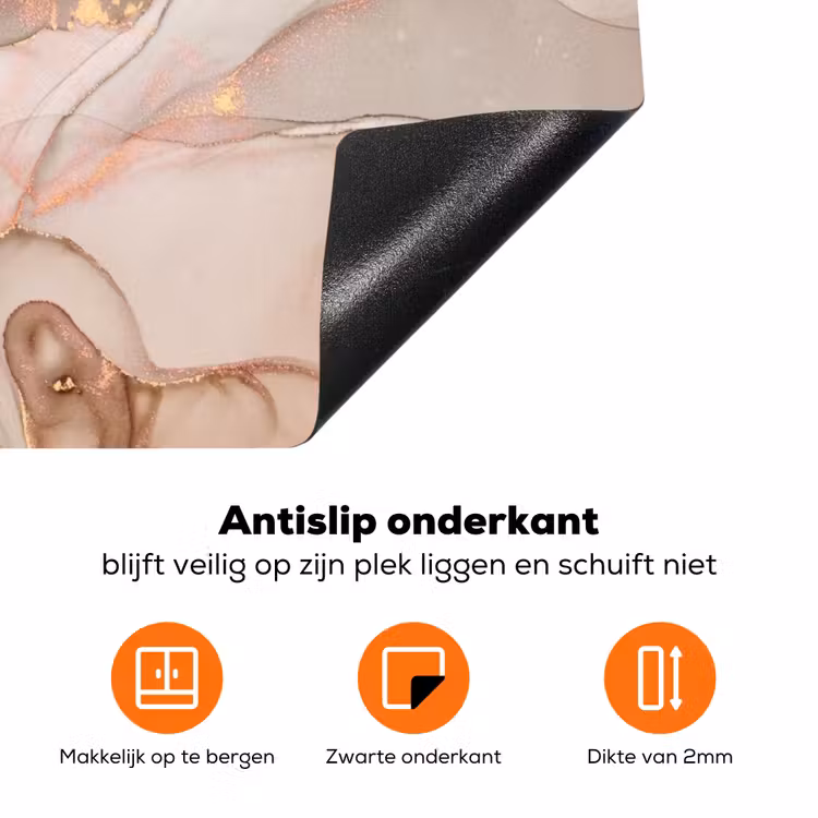 Aderen van Goud in Zalmkleurig Marmer Inductie beschermer vinyl 3mm klein -zzzzzzz-td-onderkant