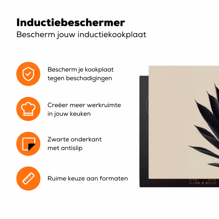 Agaveplant - Symmetrisch - Groen Inductie beschermer vinyl 3mm klein -zzzzzzz-td-ups