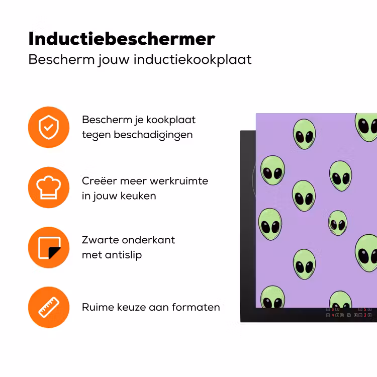 Alien - Retro - Lila Inductie beschermer vinyl 3mm klein 276 -zzzzzzz-td-ups