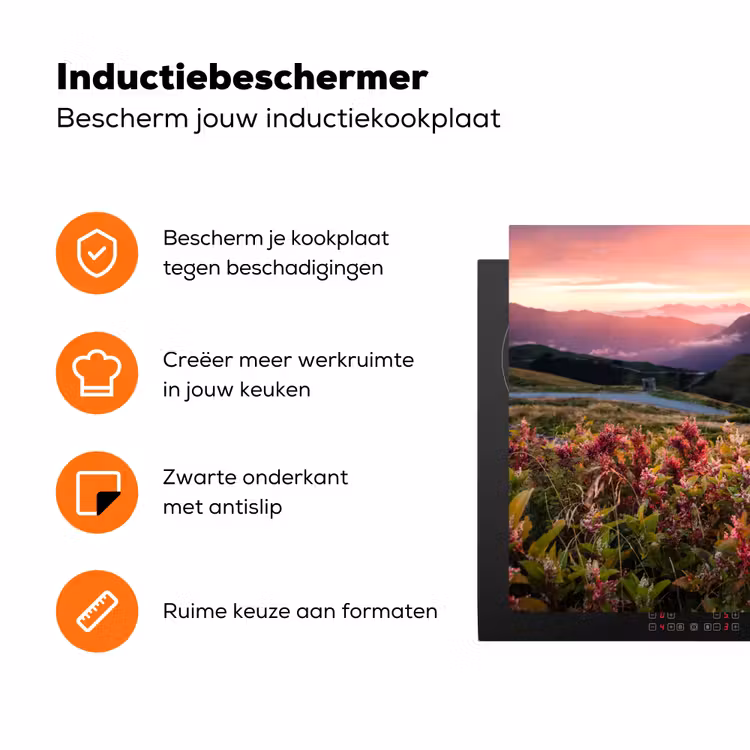 Alpengloed en Wilde Bloemen Inductie beschermer vinyl 3mm klein -zzzzzzz-td-ups