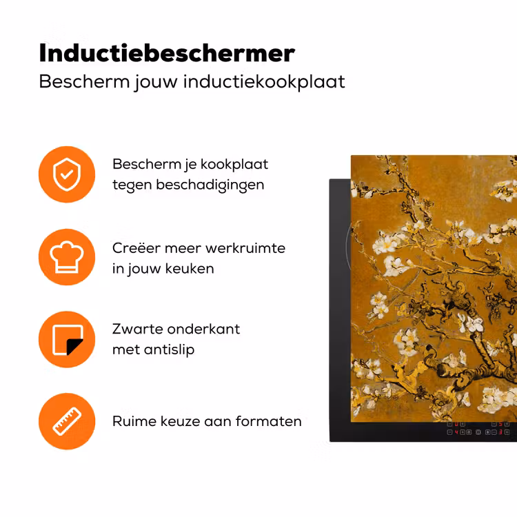 Amandelbloesem - Kunst - Van Gogh - Goud Inductie beschermer vinyl 3mm klein -zzzzzzz-td-ups