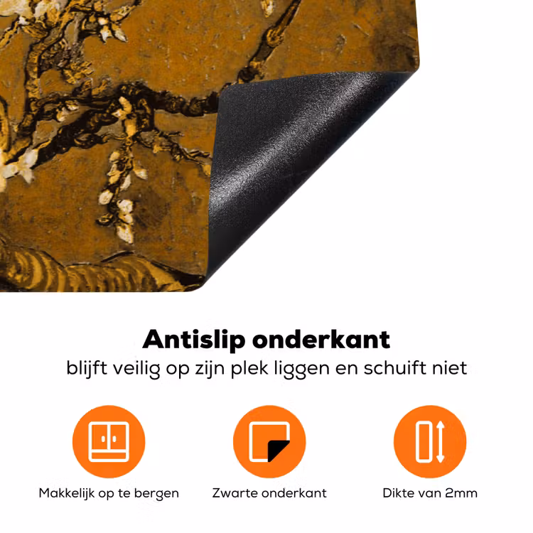 Amandelbloesem - Kunst - Van Gogh - Goud Inductie beschermer vinyl 3mm klein -zzzzzzz-td-onderkant