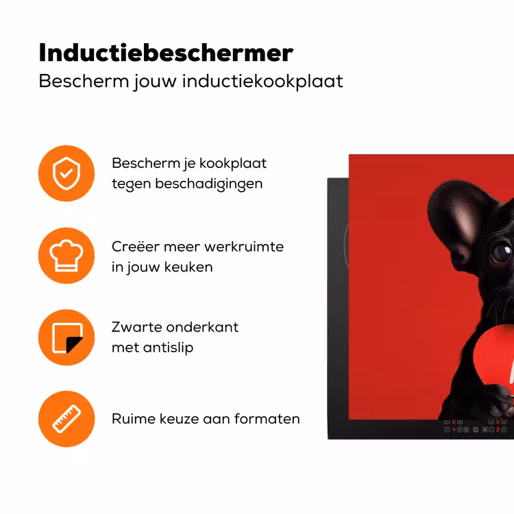 Amor - Hond - Hartje - Rood Inductie beschermer vinyl 3mm klein -zzzzzzz-td-ups