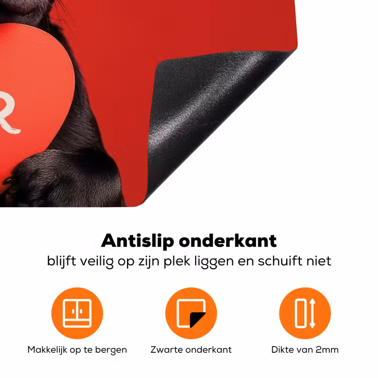 Amor - Hond - Hartje - Rood Inductie beschermer vinyl 3mm klein -zzzzzzz-td-onderkant
