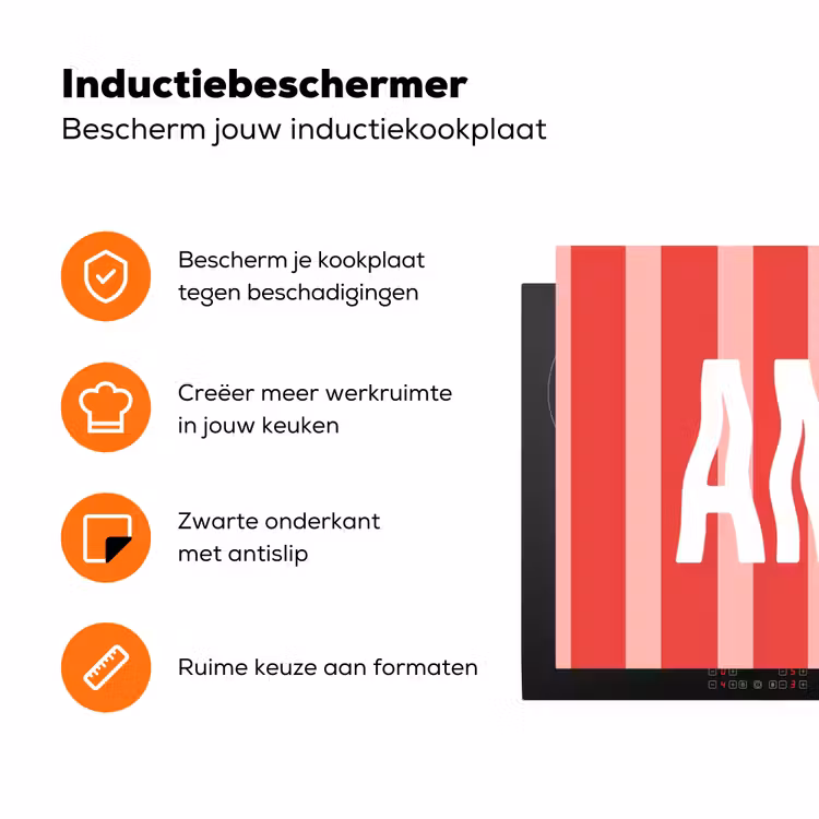 Amor - Strepen - Rood - Roze Inductie beschermer vinyl 3mm klein -zzzzzzz-td-ups