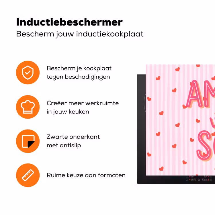 Amore vita sole - Roze - Hartjes Inductie beschermer vinyl 3mm klein -zzzzzzz-td-ups