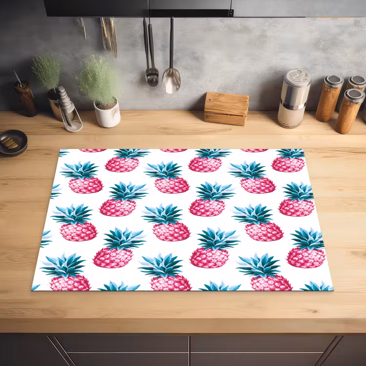 Ananas - Roze - Wit Inductie beschermer vinyl 3mm klein 276 -sfeer5