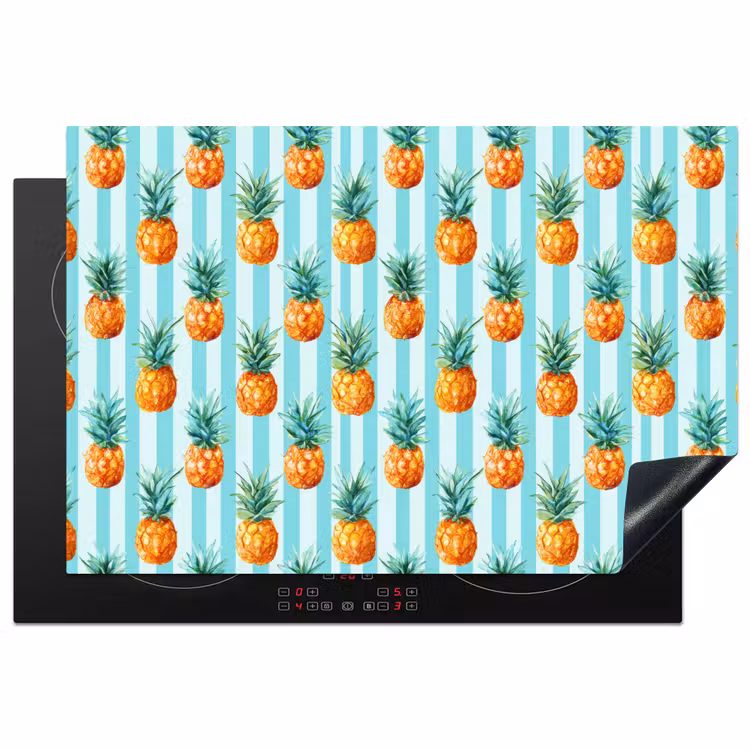 Ananas - Strepen - Groen Inductie beschermer vinyl 3mm klein 276 -3d