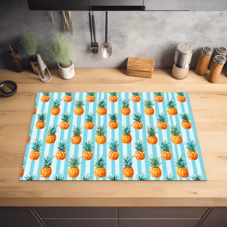 Ananas - Strepen - Groen Inductie beschermer vinyl 3mm klein 276 -sfeer5