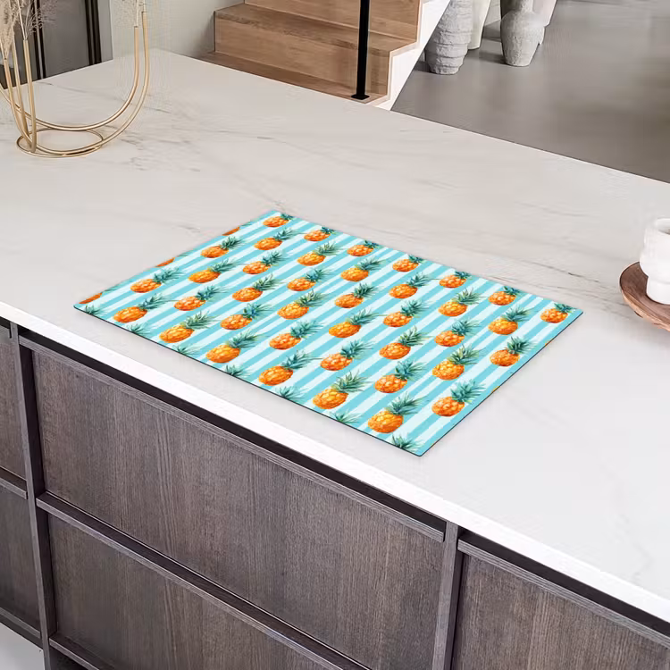 Ananas - Strepen - Groen Inductie beschermer vinyl 3mm klein 276 -sfeer8
