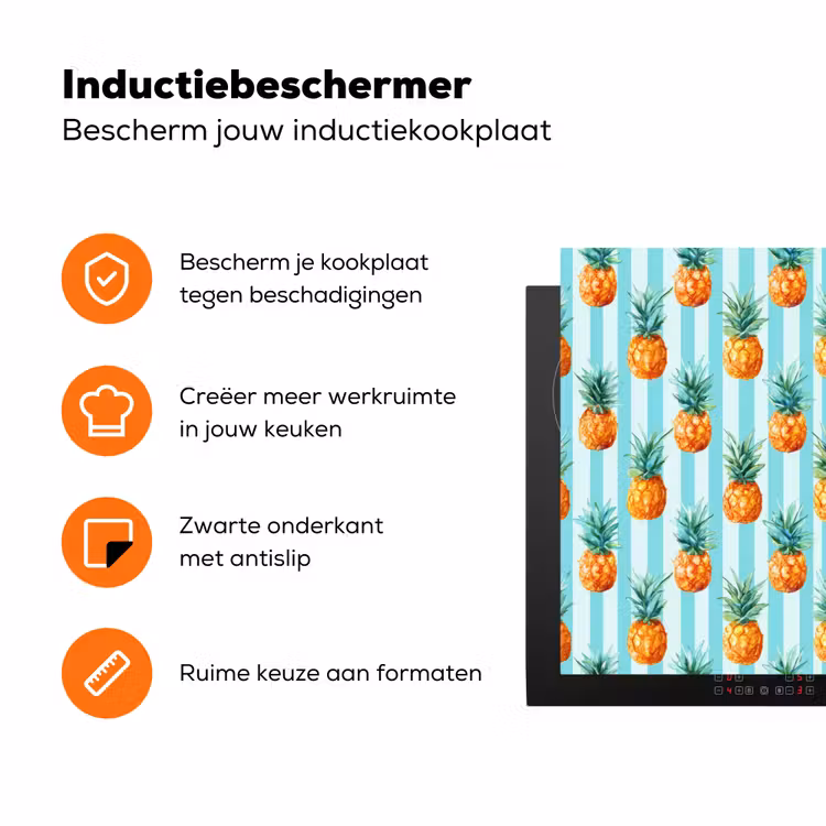 Ananas - Strepen - Groen Inductie beschermer vinyl 3mm klein 276 -zzzzzzz-td-ups