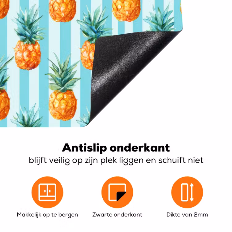 Ananas - Strepen - Groen Inductie beschermer vinyl 3mm klein 276 -zzzzzzz-td-onderkant