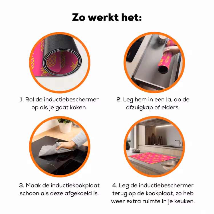 Ananas - Trendy - Roze Inductie beschermer vinyl 3mm klein 276 -zzzzzzz-td-werking