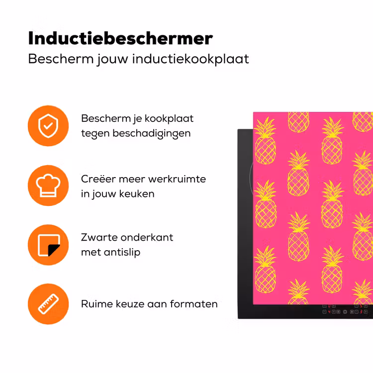 Ananas - Trendy - Roze Inductie beschermer vinyl 3mm klein 276 -zzzzzzz-td-ups