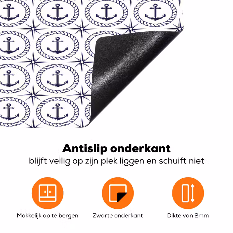 Anker - Haven - Blauw - Wit Inductie beschermer vinyl 3mm klein 276 -zzzzzzz-td-onderkant