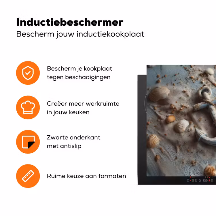 Anker - Hout - Schelpen - Zand Inductie beschermer vinyl 3mm klein -zzzzzzz-td-ups