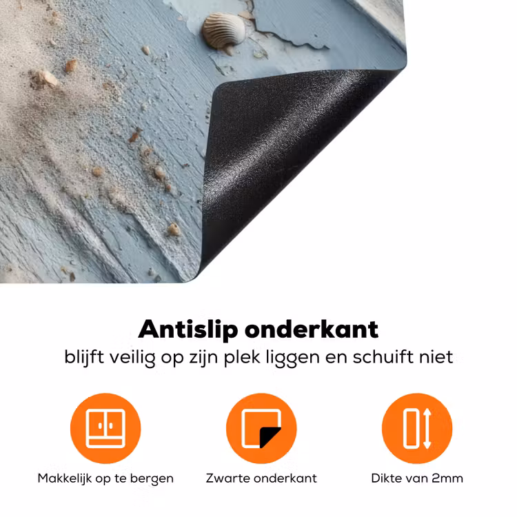 Anker - Hout - Schelpen - Zand Inductie beschermer vinyl 3mm klein -zzzzzzz-td-onderkant