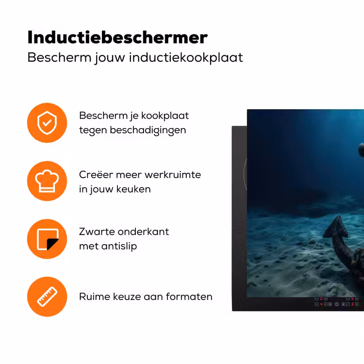 Anker - Ijzer - Zeebodem - Zand Inductie beschermer vinyl 3mm klein -zzzzzzz-td-ups