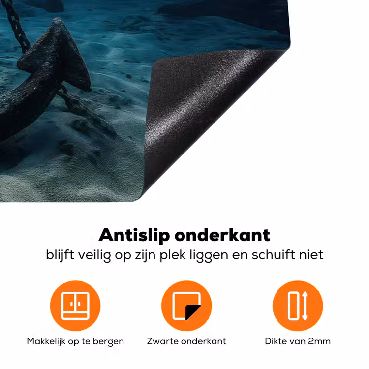 Anker - Ijzer - Zeebodem - Zand Inductie beschermer vinyl 3mm klein -zzzzzzz-td-onderkant