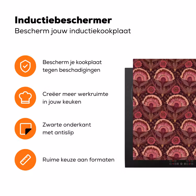 Antiek - Bloemen - Kleurrijk Inductie beschermer vinyl 3mm klein 276 -zzzzzzz-td-ups