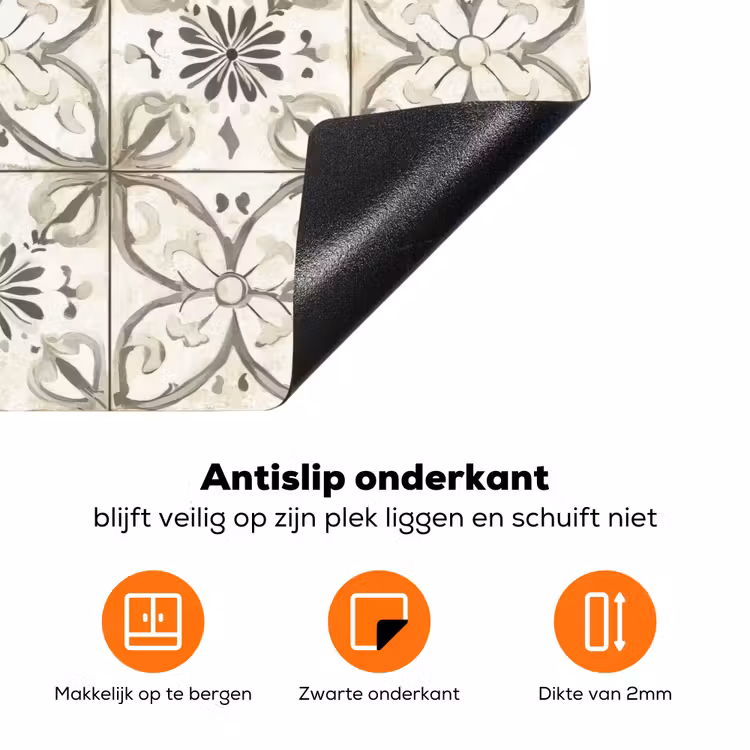 Antiek - Tegel - Beige Inductie beschermer vinyl 3mm klein 276 -zzzzzzz-td-onderkant
