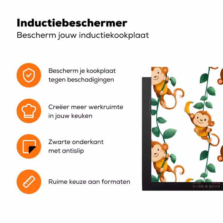 Apen - Lianen - Kleurrijk Inductie beschermer vinyl 3mm klein 276 -zzzzzzz-td-ups