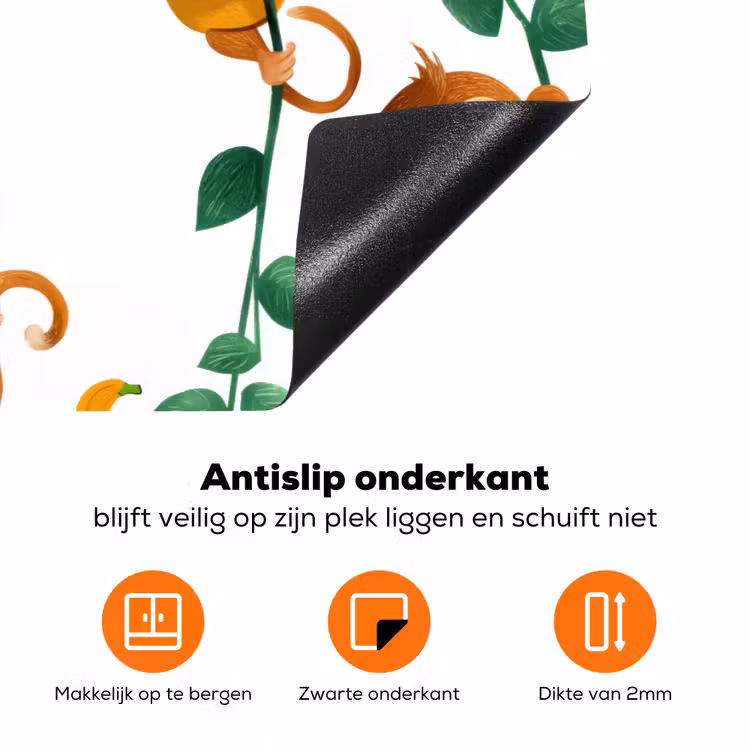 Apen - Lianen - Kleurrijk Inductie beschermer vinyl 3mm klein 276 -zzzzzzz-td-onderkant
