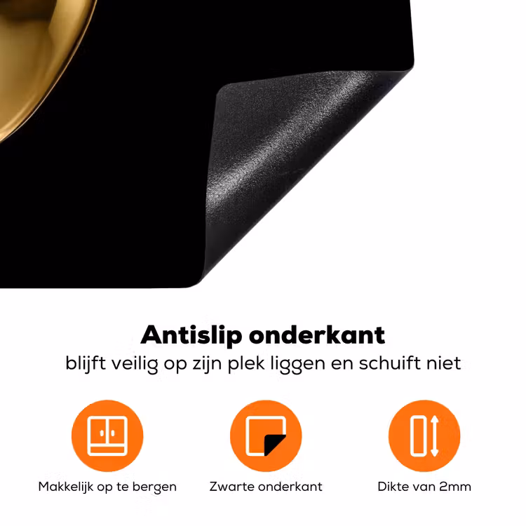 Appel - Goud - Chrome - Zwart Inductie beschermer vinyl 3mm klein -zzzzzzz-td-onderkant