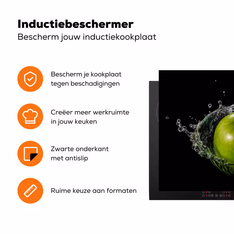 Appel - Groen - Fruit - Water - Zwart Inductie beschermer vinyl 3mm klein -zzzzzzz-td-ups