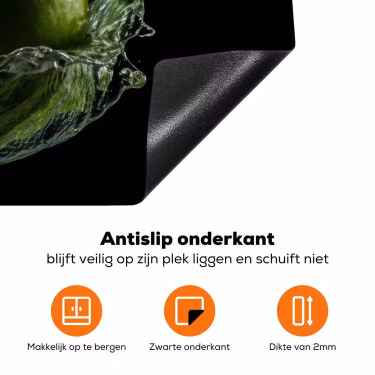 Appel - Groen - Fruit - Water - Zwart Inductie beschermer vinyl 3mm klein -zzzzzzz-td-onderkant