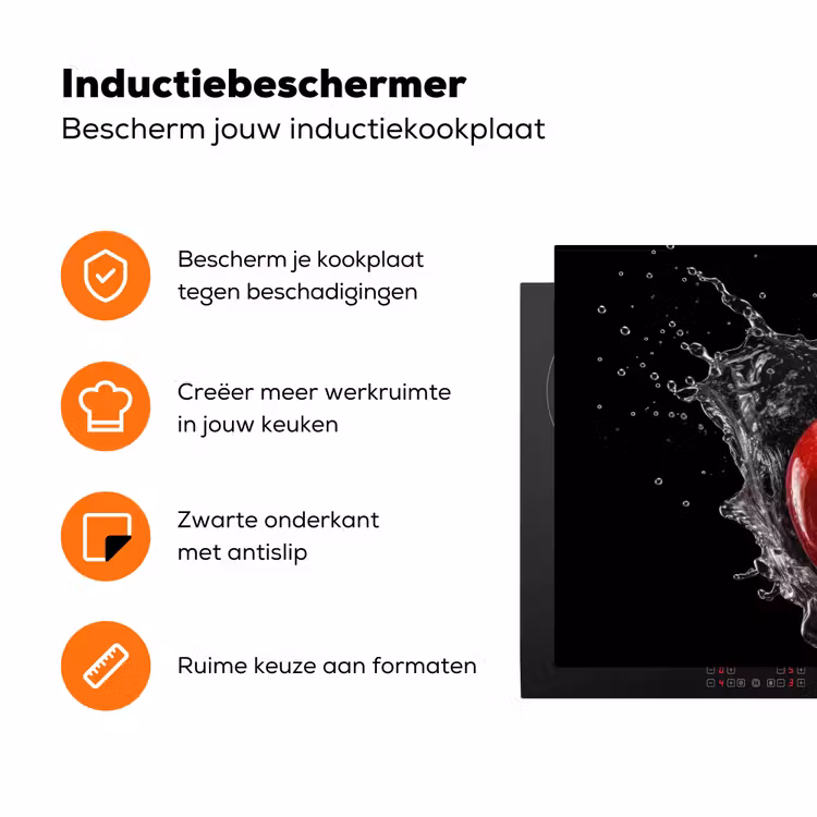 Appel - Rood - Water - Zwart - Fruit Inductie beschermer vinyl 3mm klein -zzzzzzz-td-ups