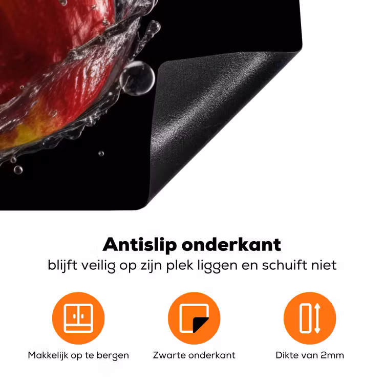 Appel - Rood - Water - Zwart - Fruit Inductie beschermer vinyl 3mm klein -zzzzzzz-td-onderkant