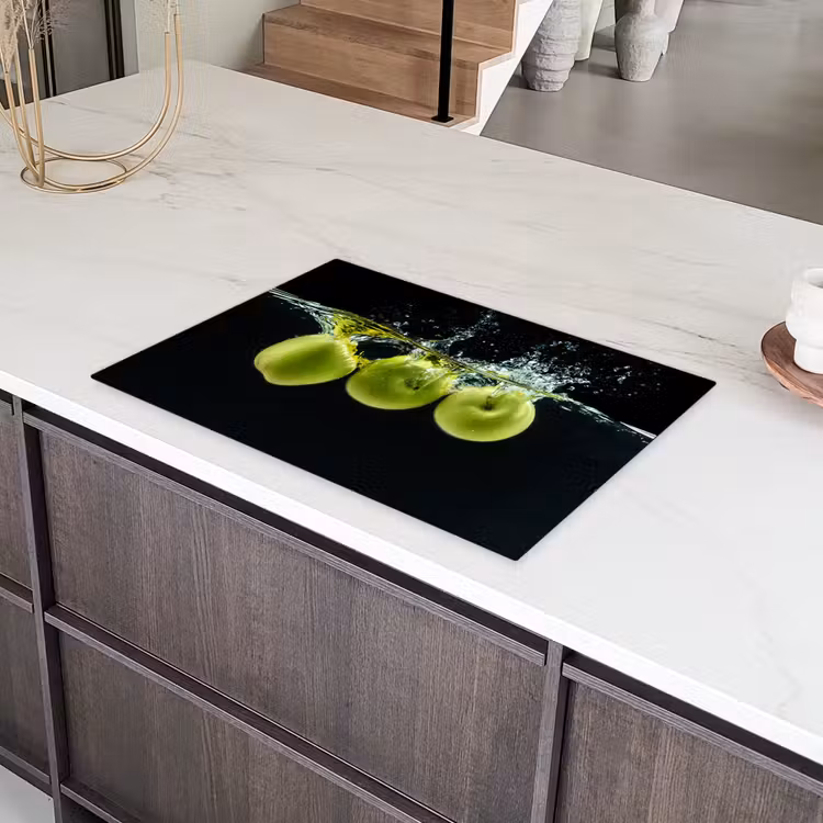 Appels - Fruit - Water - Zwart - Groen Inductie beschermer vinyl 3mm klein -sfeer8