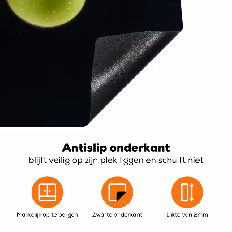 Appels - Fruit - Water - Zwart - Groen Inductie beschermer vinyl 3mm klein -zzzzzzz-td-onderkant