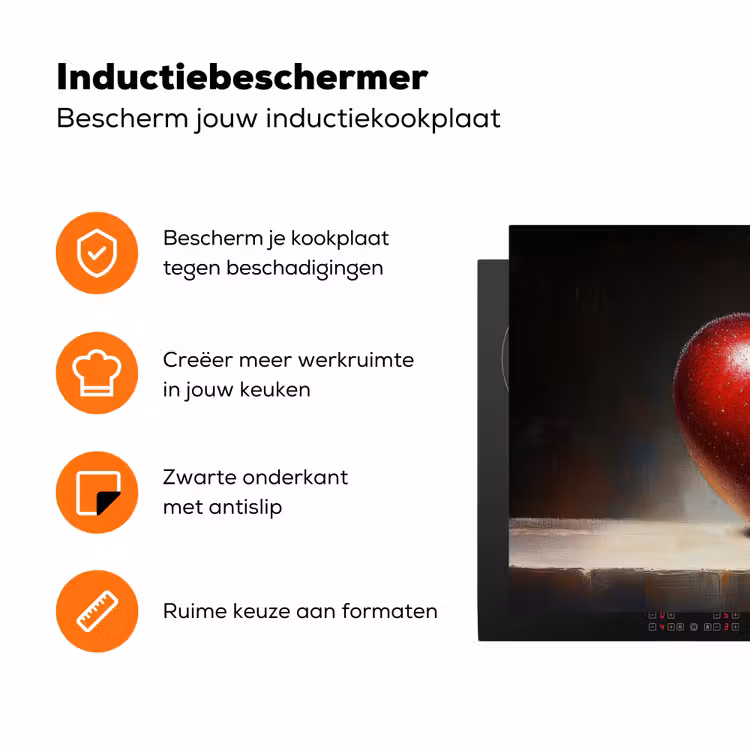Apple - Hart - Rood Inductie beschermer vinyl 3mm klein -zzzzzzz-td-ups
