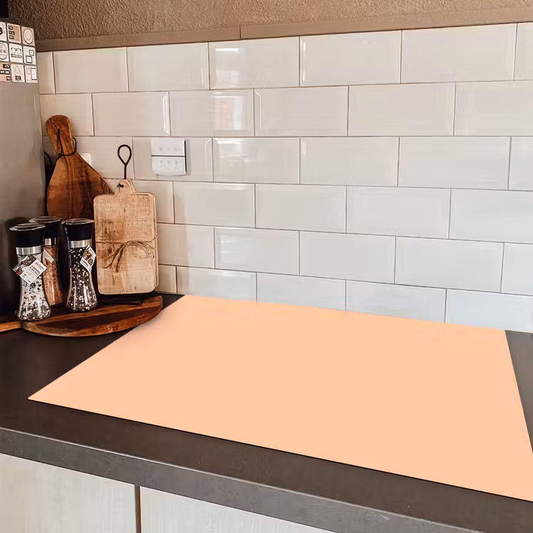 Apricot - Blush - Nude Inductie beschermer vinyl 3mm klein 276 -sfeer3