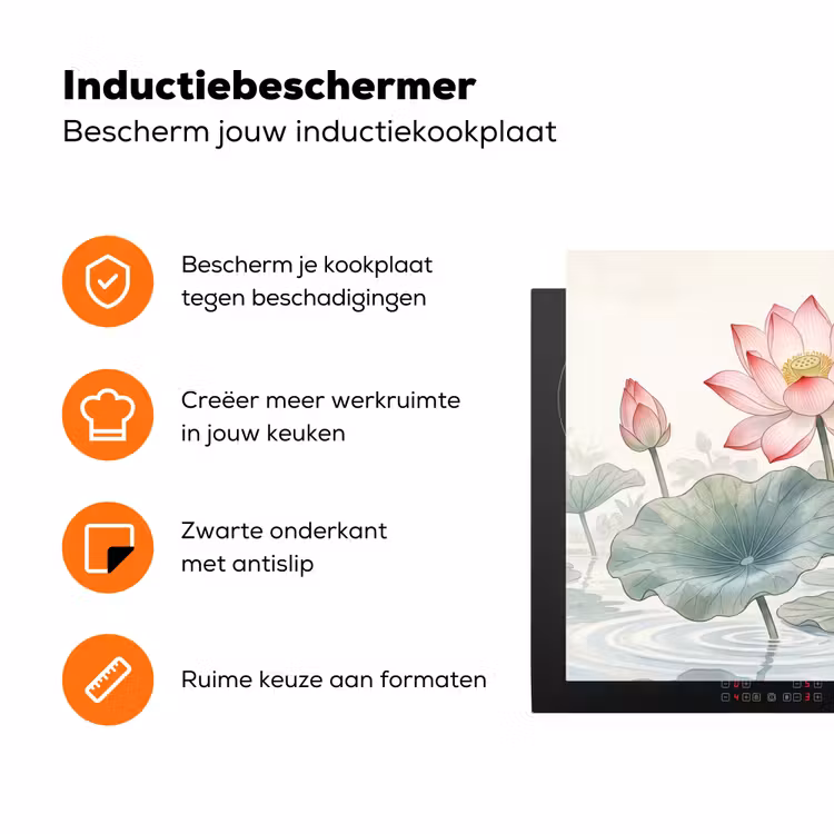 Aquarel - Lotusbloemen - Kleurrijk Inductie beschermer vinyl 3mm klein -zzzzzzz-td-ups