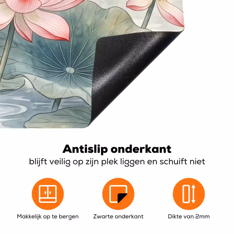 Aquarel - Lotusbloemen - Kleurrijk Inductie beschermer vinyl 3mm klein -zzzzzzz-td-onderkant