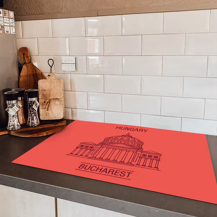 Architectuur - Boekarest - Stedelijk - Lijntekening - Rood Inductie beschermer vinyl 3mm klein -sfeer3