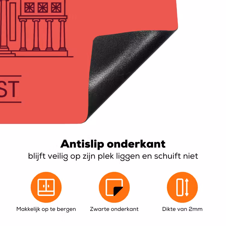 Architectuur - Boekarest - Stedelijk - Lijntekening - Rood Inductie beschermer vinyl 3mm klein -zzzzzzz-td-onderkant