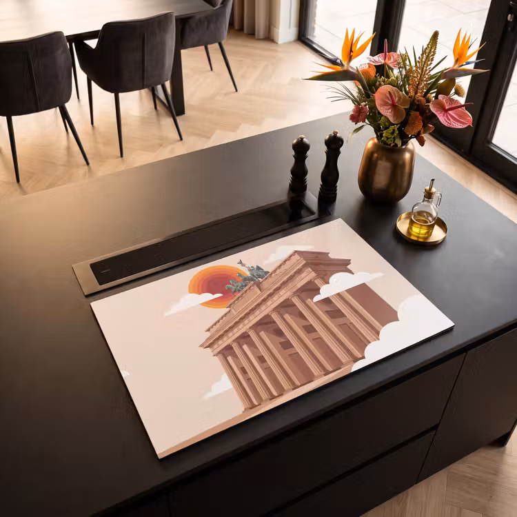 Architectuur - Brandenburg - Berlijn - Zonsondergang - Historisch Inductie beschermer vinyl 3mm klein -sfeer5