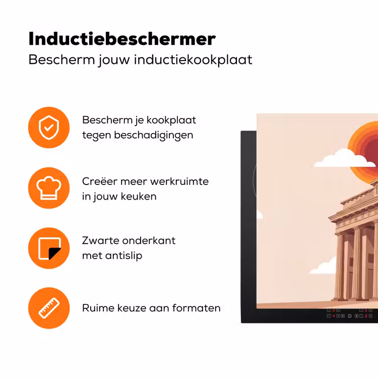 Architectuur - Brandenburg - Berlijn - Zonsondergang - Historisch Inductie beschermer vinyl 3mm klein -zzzzzzz-td-ups