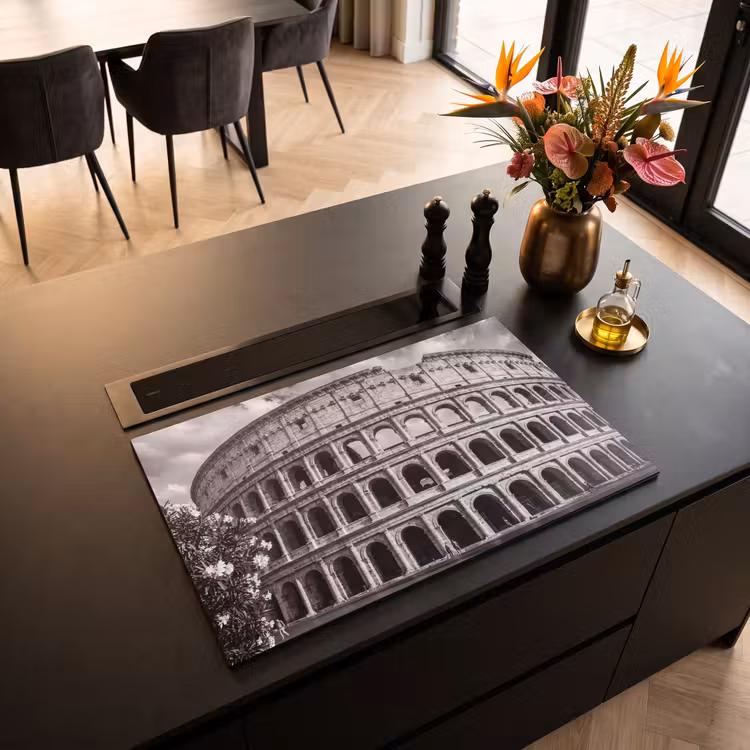 Architectuur - Colosseum - Rome - Historisch - Zwart-wit Inductie beschermer vinyl 3mm klein -sfeer5