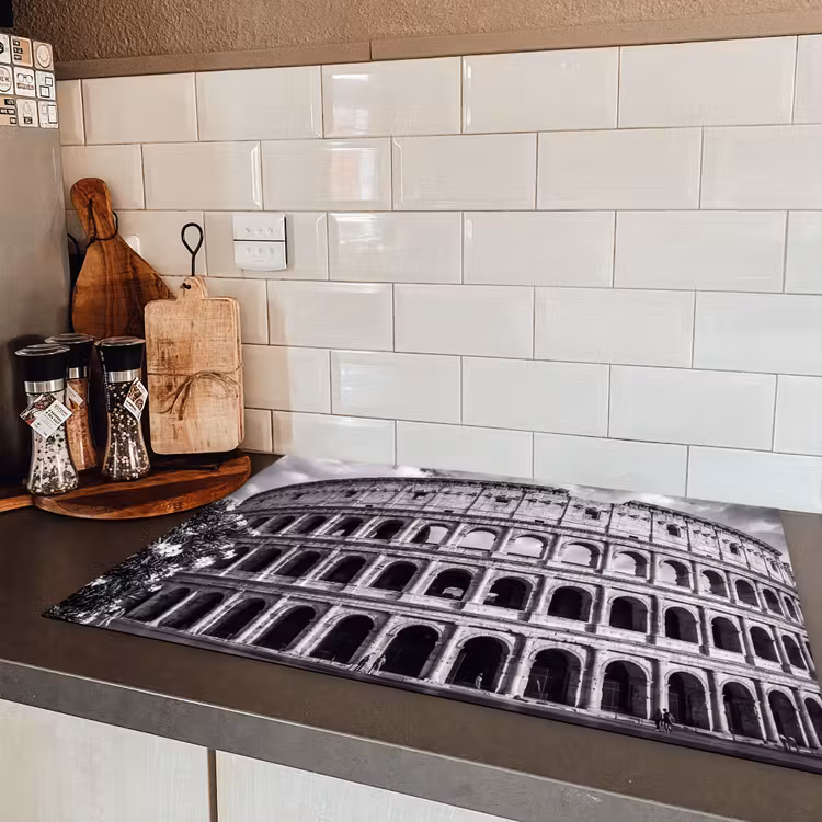 Architectuur - Colosseum - Rome - Historisch - Zwart-wit Inductie beschermer vinyl 3mm klein -sfeer3