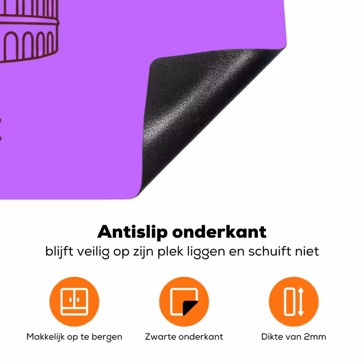 Architectuur - Colosseum - Rome - Minimalistisch - Paars Inductie beschermer vinyl 3mm klein -zzzzzzz-td-onderkant