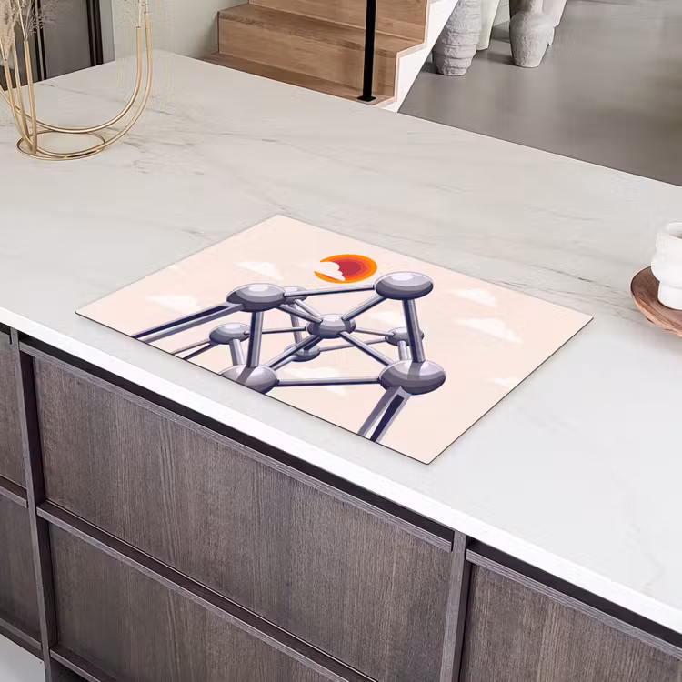 Architectuur - Geometrie - Stad - Modern - Grijs Inductie beschermer vinyl 3mm klein -sfeer8