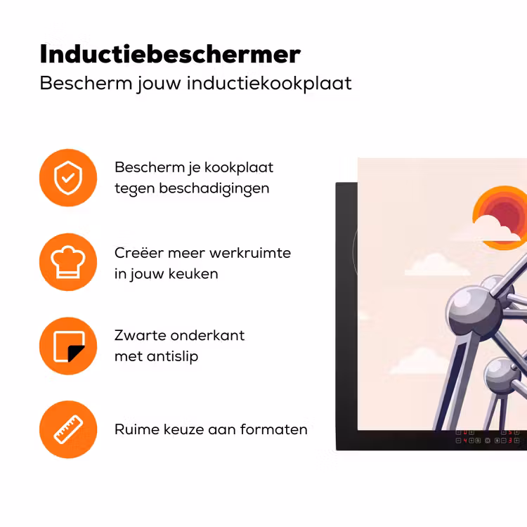 Architectuur - Geometrie - Stad - Modern - Grijs Inductie beschermer vinyl 3mm klein -zzzzzzz-td-ups