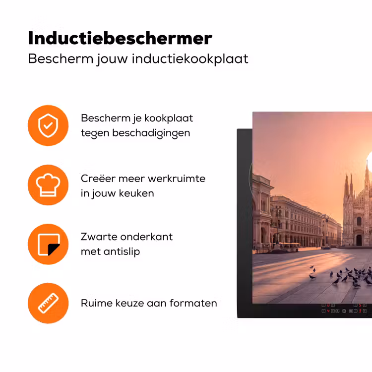 Architectuur - Milaan - Plein - Zonsopgang - Oranje Inductie beschermer vinyl 3mm klein -zzzzzzz-td-ups