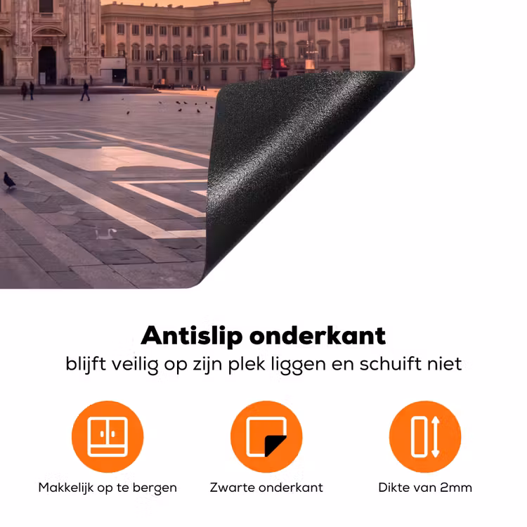 Architectuur - Milaan - Plein - Zonsopgang - Oranje Inductie beschermer vinyl 3mm klein -zzzzzzz-td-onderkant