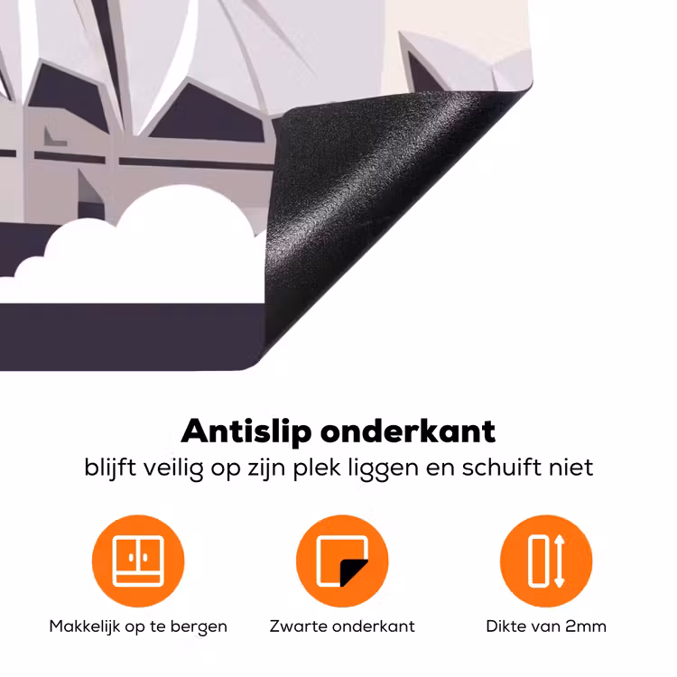 Architectuur - Stadsgezicht - Modern - Grijs - Oranje Inductie beschermer vinyl 3mm klein -zzzzzzz-td-onderkant